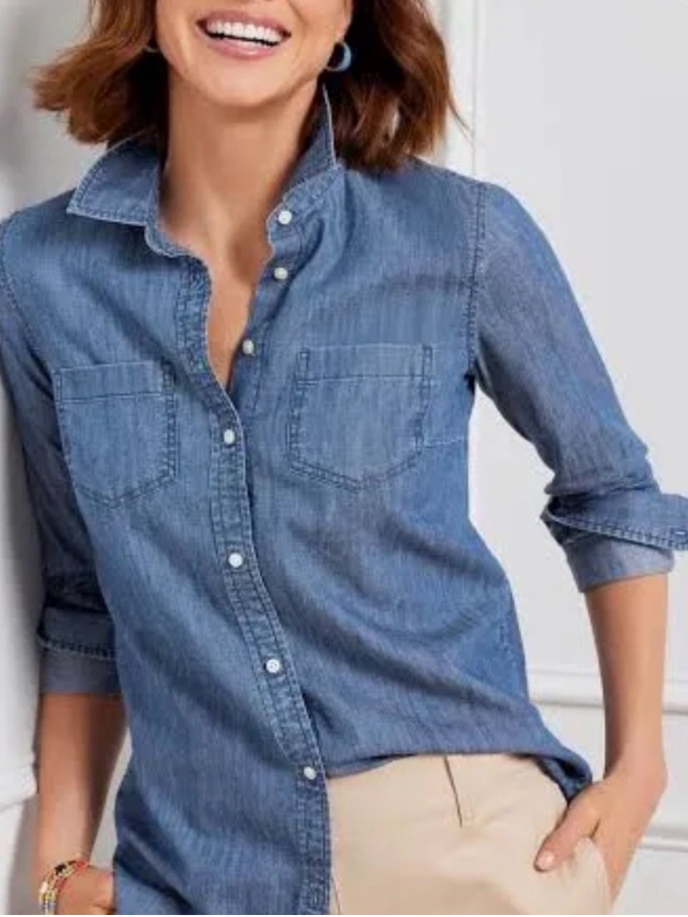 Gap Women’s Boyfriend Tencel Shirt in Medium Indigo Size Small